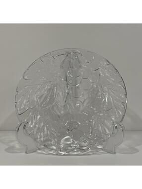 Vintage Frosted Grapes Textured Glass Serving Plate Round Platter, 2 Available
